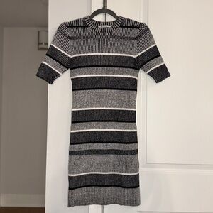 T by Alexander Wang Ribbed Stripe Knit Mini Dress